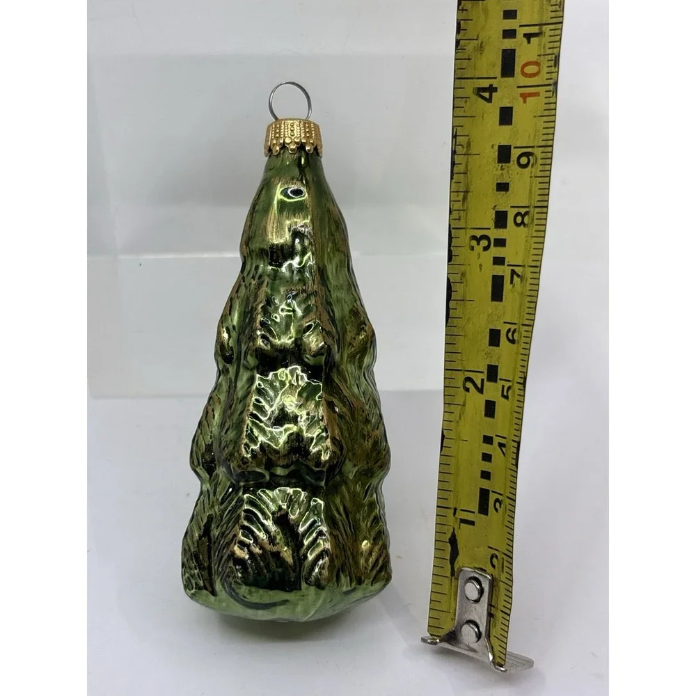 Vtg Hand Blown Fir Tree Glass Christmas Tree Ornament